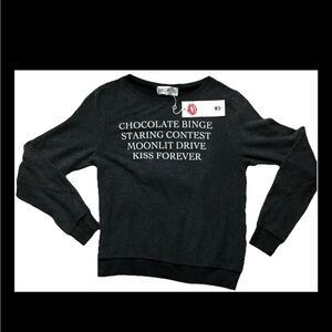 Wildfox Baggy Beach Jumper Kiss Forever Crewneck Sweatshirt Pullover Sz S New